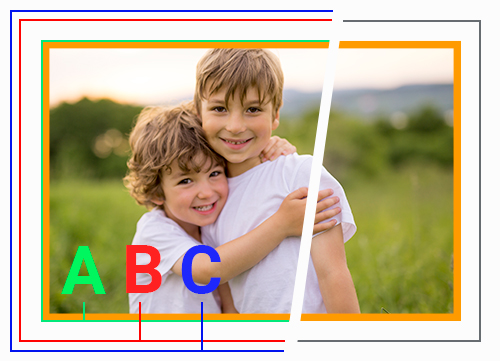 Cadre orange à l'intérieur de la zone sûre