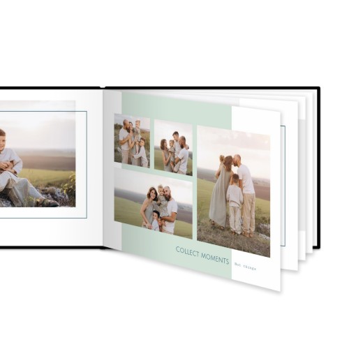 Fotoboek XL liggend fotopapier zwart lederen kaft platliggende binding