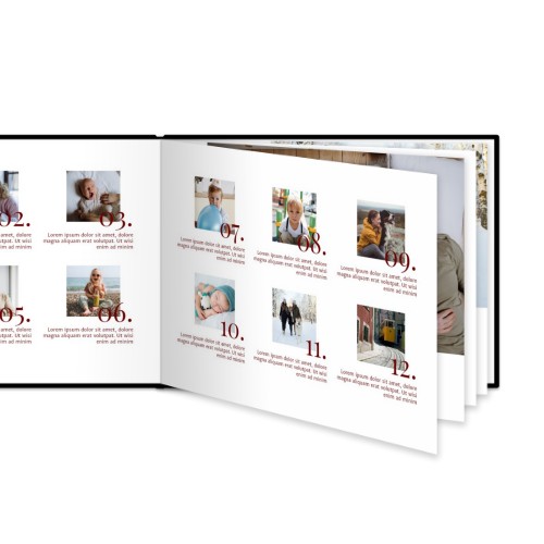 Fotoboek XL liggend fotopapier zwart lederen kaft platliggende binding