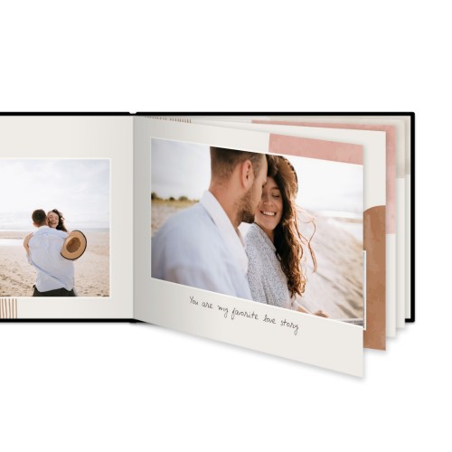 Fotoboek XL liggend fotopapier zwart lederen kaft platliggende binding