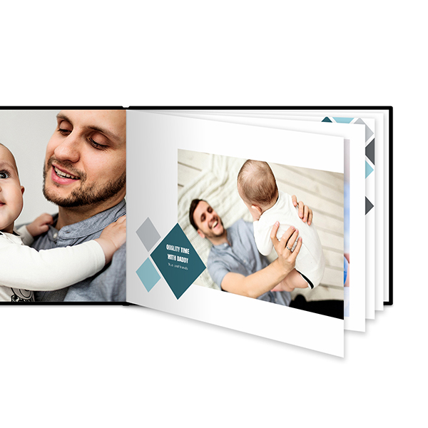 Fotoboek XL liggend fotopapier zwart lederen kaft platliggende binding