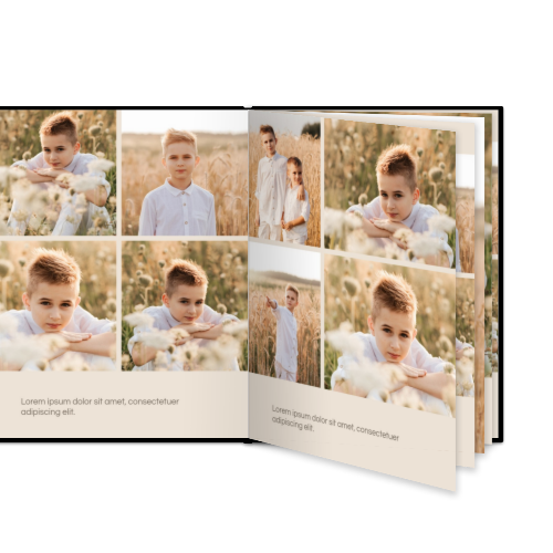 Fotoboek L staand zwart lederen kaft platliggende binding Fotoboek L staand zwart lederen kaft platliggende binding