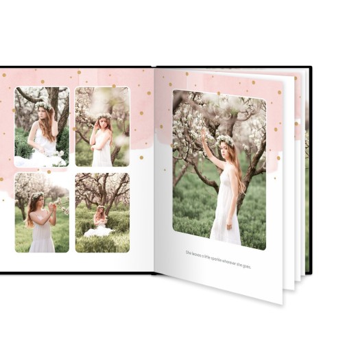 Fotoboek L staand zwart lederen kaft platliggende binding