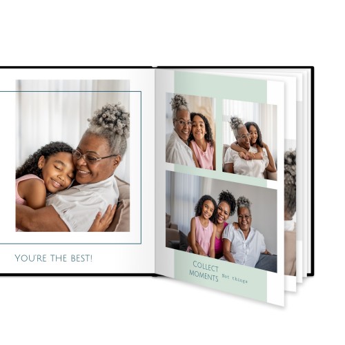 Fotoboek L staand zwart lederen kaft platliggende binding Fotoboek L staand zwart lederen kaft platliggende binding