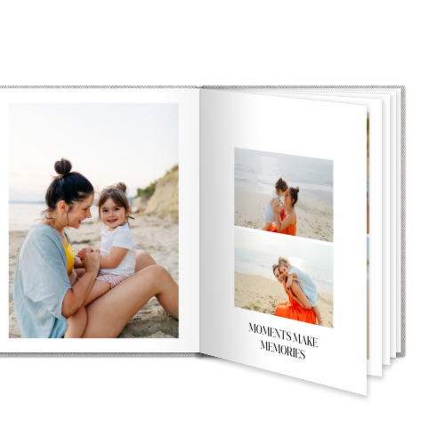 Fotoboek L staand linnen kaft platliggende binding Fotoboek L staand linnen kaft platliggende binding