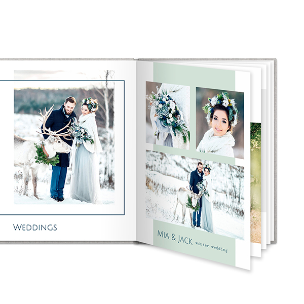 Fotoboek L staand linnen kaft platliggende binding