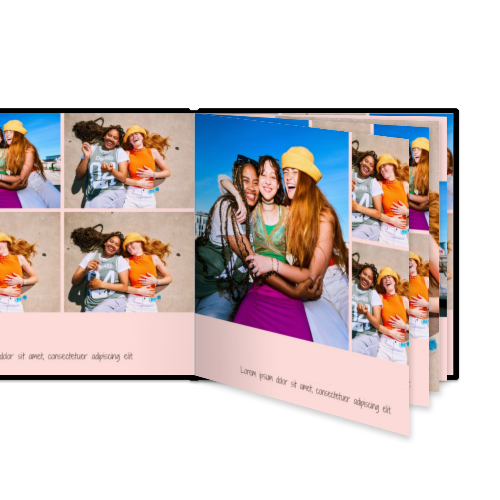 Fotoboek L vierkant zwart lederen kaft platliggend Fotoboek L vierkant zwart lederen kaft platliggend