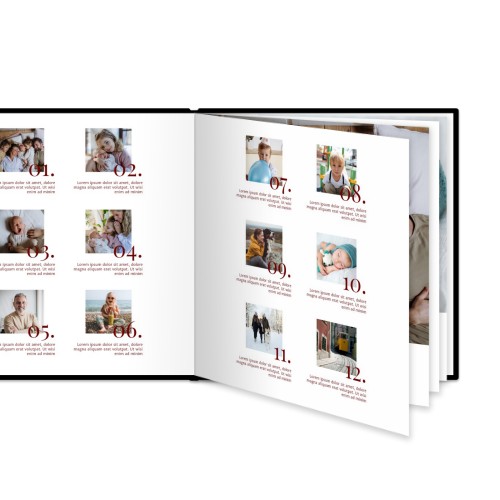Fotoboek L vierkant zwart lederen kaft platliggend