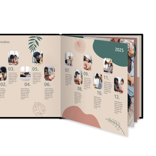 Fotoboek XL vierkant zwart lederen kaft platliggende binding