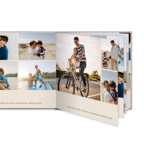 Fotoboek XL vierkant linnen kaft platliggende binding Fotoboek XL vierkant linnen kaft platliggende binding