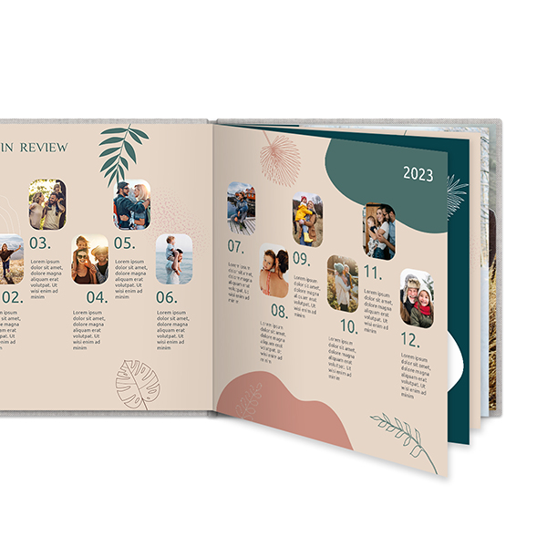 Fotoboek XL vierkant linnen kaft platliggende binding