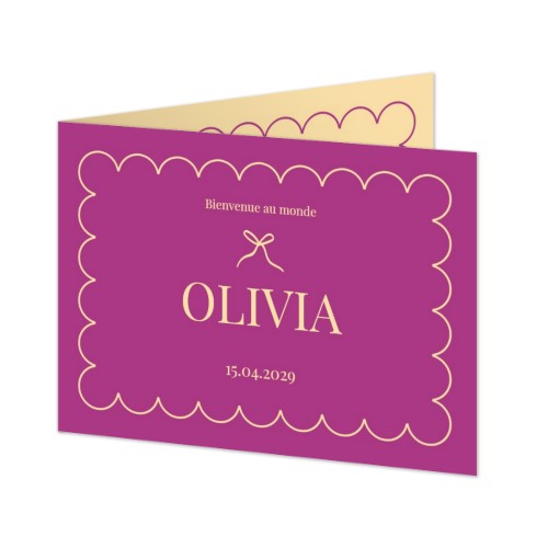 Classy Scallop Bow Birth - Text Only