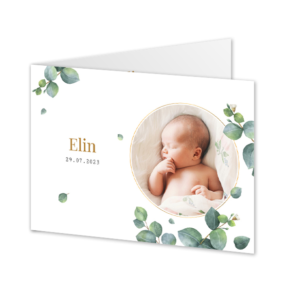 Geburtskarte gefaltet Querformat (14,3 cm x 10 cm)