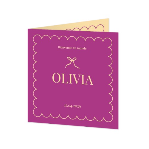 Faire-part carré 2 volets (14,3 cm x 14,3 cm)