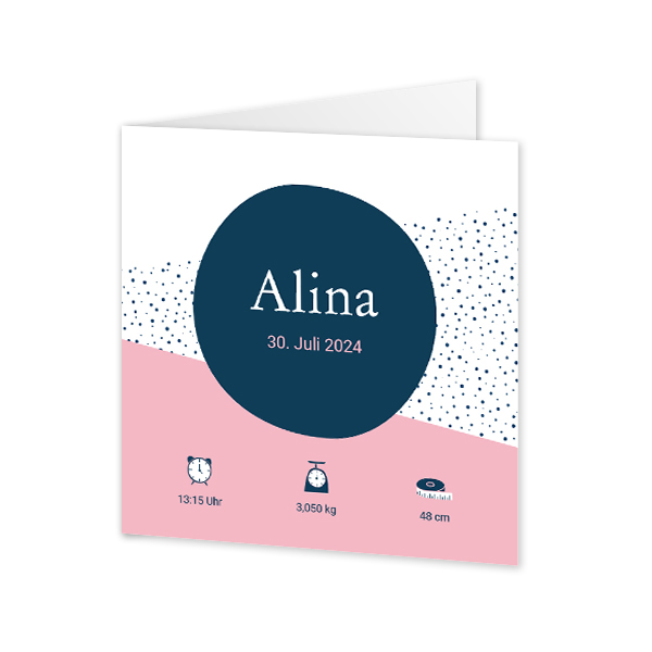 Geburtskarte Falt-Karte Quadratisch (14,3 cm x 14,3 cm)