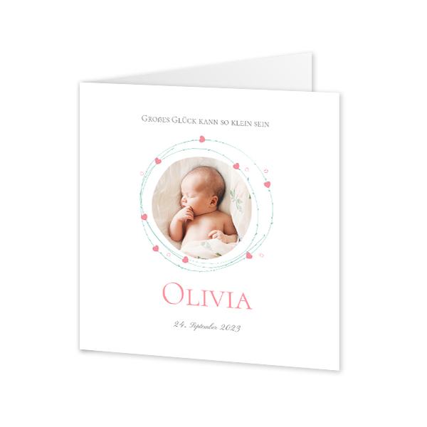 Geburtskarte Falt-Karte Quadratisch (14,3 cm x 14,3 cm)
