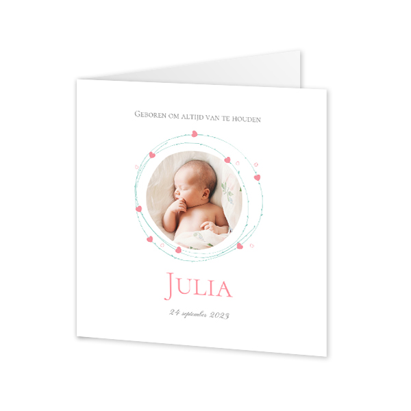 Geboortekaart Gevouwen Vierkant (14,3 cm x 14,3 cm)