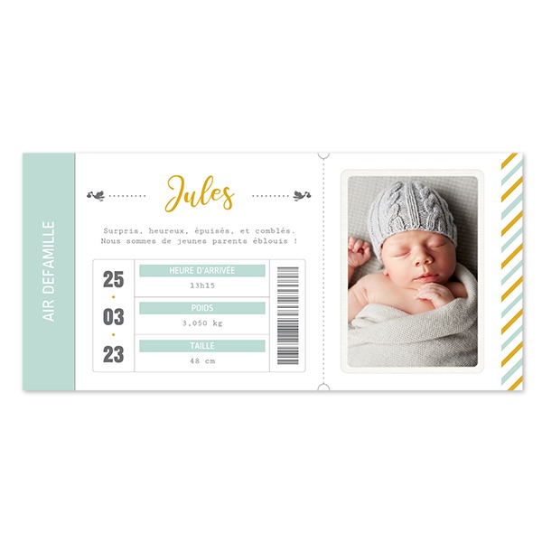 Faire-part panoramique horizontal (9,3 cm x 19,6 cm)