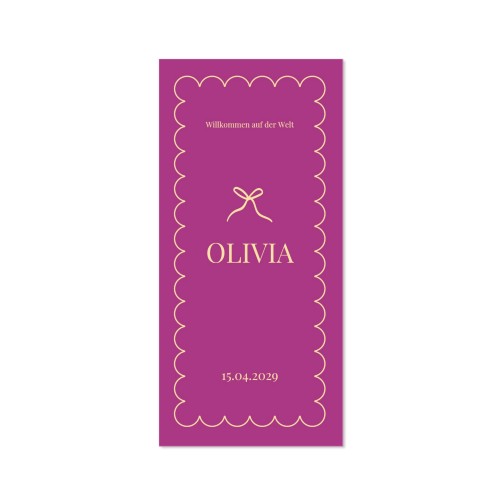 Classy Scallop Bow Birth - Text Only