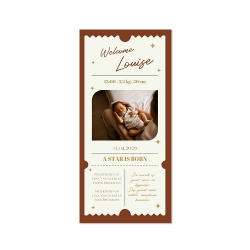 Geboortekaart Panorama Staand (19,6 cm x 9,3 cm)