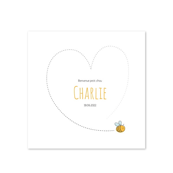 Faire-part carré (14,3 cm x 14,3 cm)