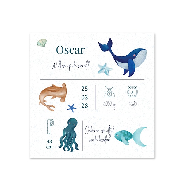 Geboortekaart Vierkant (14,3 cm x 14,3 cm)