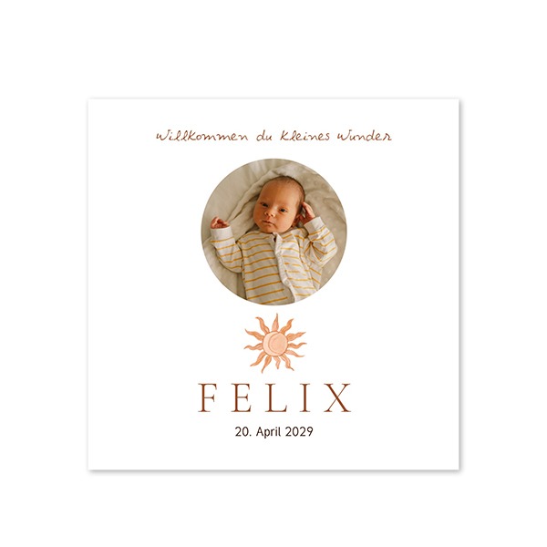 Geburtskarte Quadratisch (14,3 cm x 14,3 cm) Geburtskarte Quadratisch (14,3 cm x 14,3 cm)