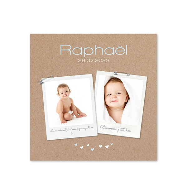 Faire-part carré (14,3 cm x 14,3 cm)