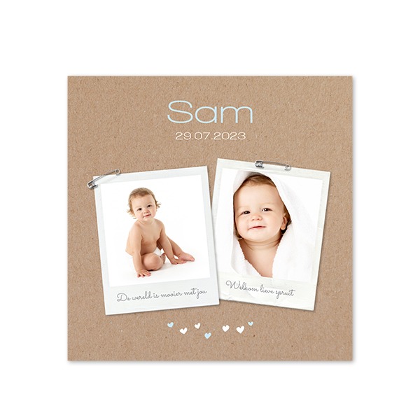 Geboortekaart Vierkant (14,3 cm x 14,3 cm)