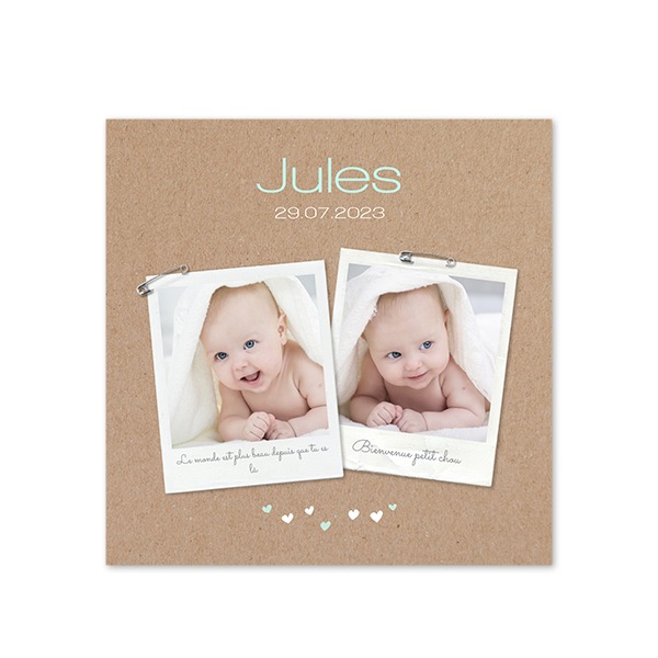 Faire-part carré (14,3 cm x 14,3 cm)