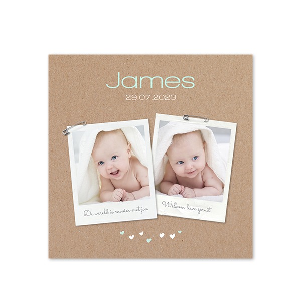 Geboortekaart Vierkant (14,3 cm x 14,3 cm)