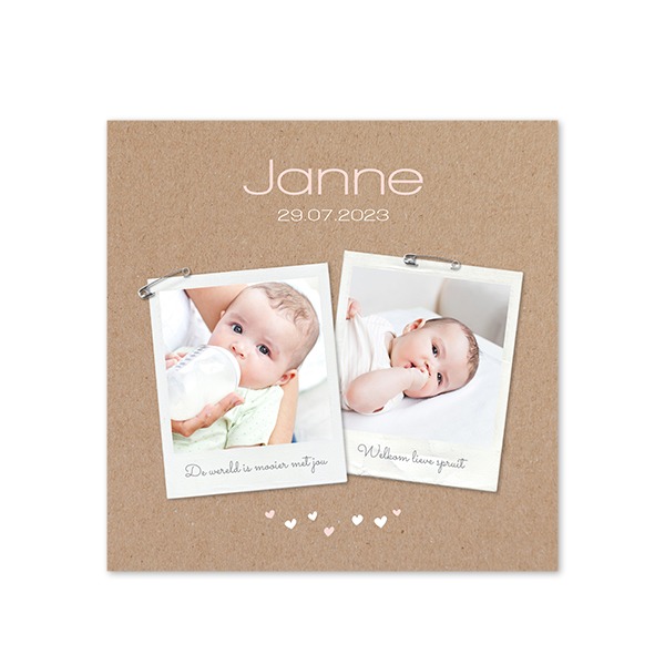 Geboortekaart Vierkant (14,3 cm x 14,3 cm)