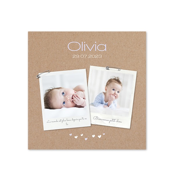 Faire-part carré (14,3 cm x 14,3 cm)