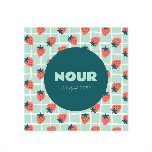 Strawberry Checkers Birth - Text Only