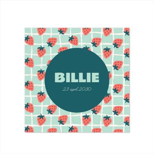 Strawberry Checkers Birth - Text Only