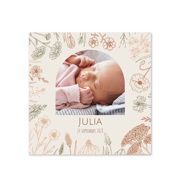 Geboortekaart Vierkant (14,3 cm x 14,3 cm)