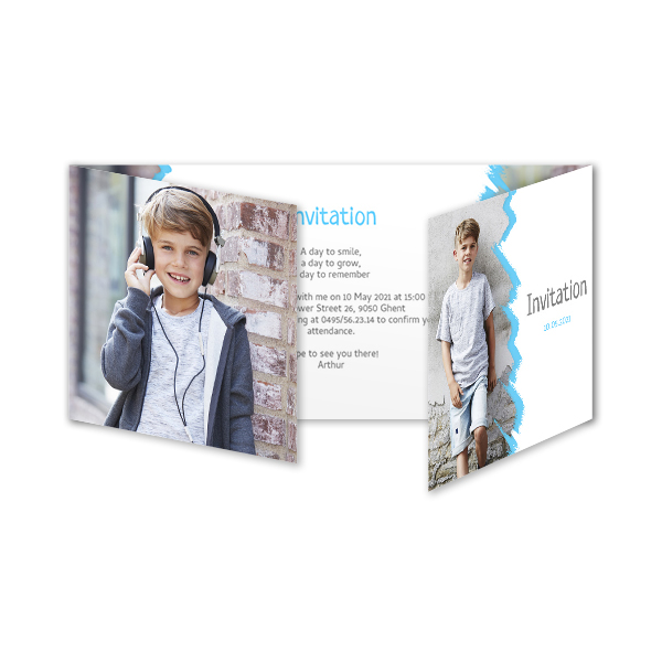 Dubbelgevouwen wenskaart pano liggend 19,6 x 9,3 cm