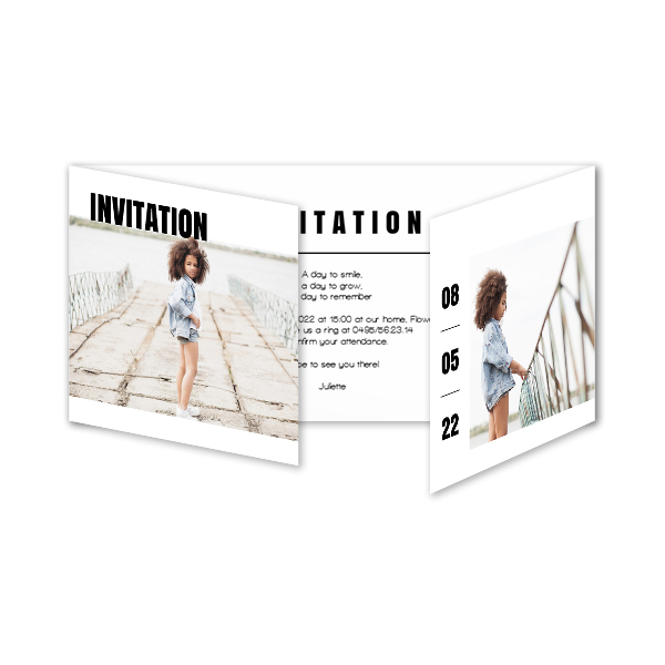 Dubbelgevouwen wenskaart pano liggend 19,6 x 9,3 cm