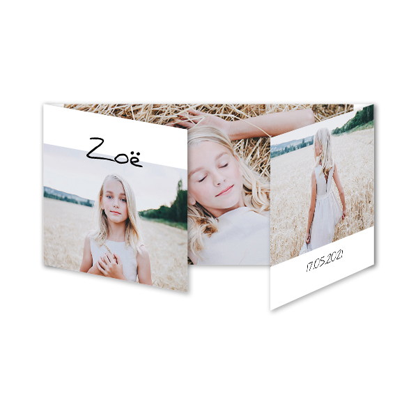 Dubbelgevouwen wenskaart pano liggend 19,6 x 9,3 cm