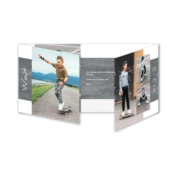 Dubbelgevouwen wenskaart pano liggend 19,6 x 9,3 cm