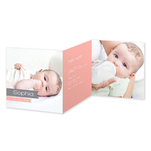 Faire-part 3 volets Carré 14,3 x 14,3 cm