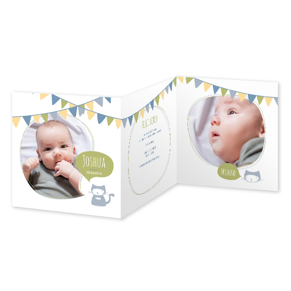 Faire-part 3 volets Carré 14,3 x 14,3 cm