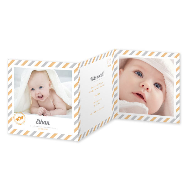 Faire-part 3 volets Carré 14,3 x 14,3 cm