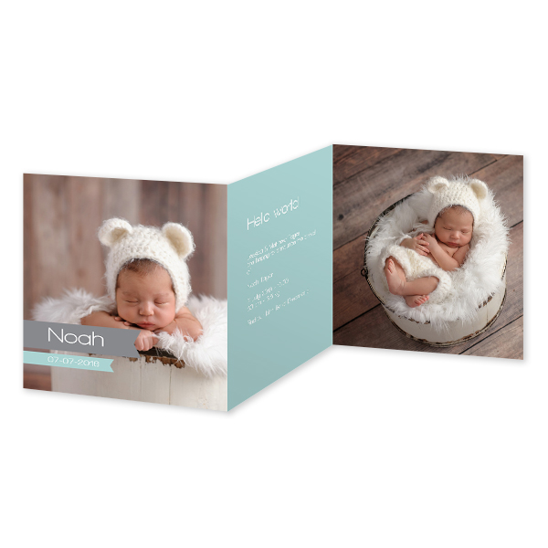 Faire-part 3 volets Carré 14,3 x 14,3 cm