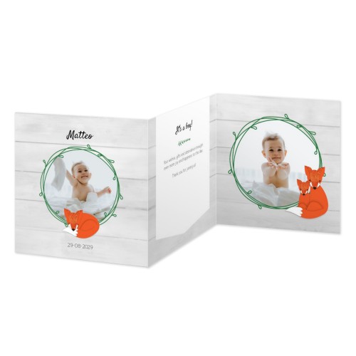 Faire-part 3 volets Carré 14,3 x 14,3 cm