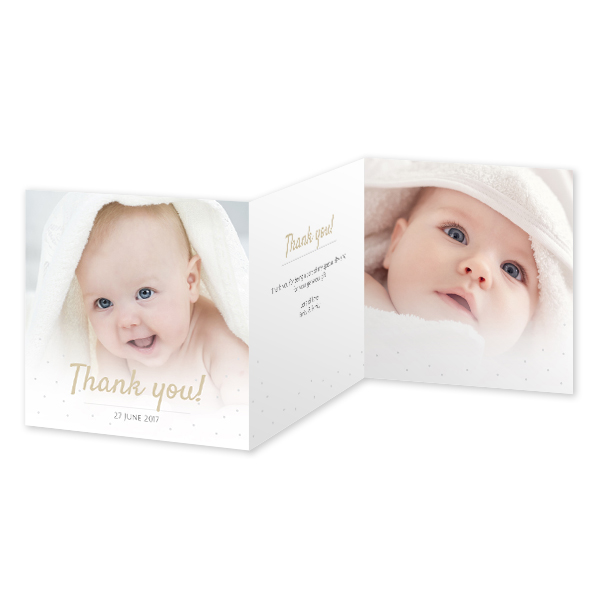 Faire-part 3 volets Carré 14,3 x 14,3 cm