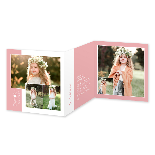 Faire-part 3 volets Carré 14,3 x 14,3 cm