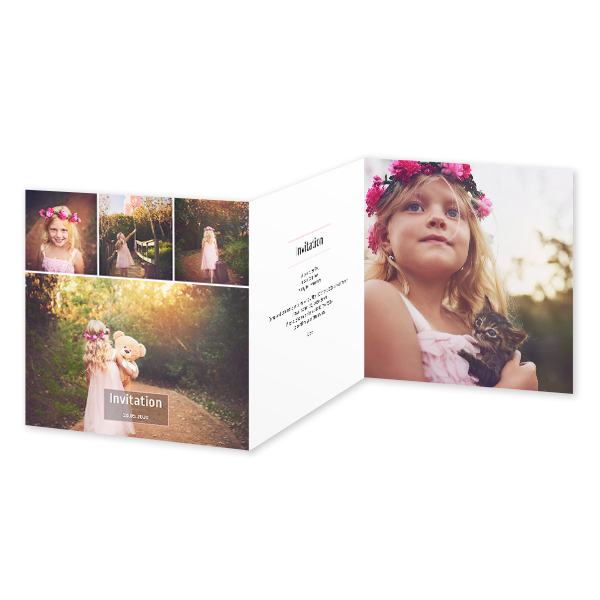 Doppelt gefaltete Grusskarte quadratisch 14,3 x 14,3 cm