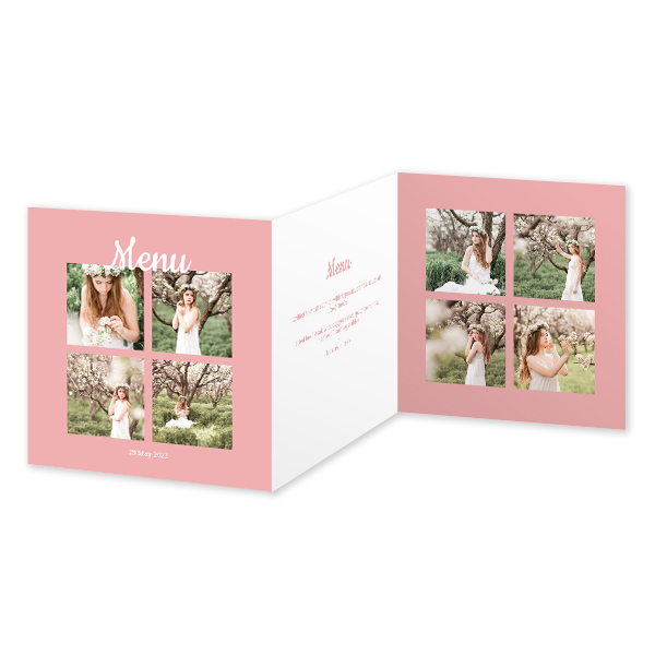 Doppelt gefaltete Grusskarte quadratisch 14,3 x 14,3 cm