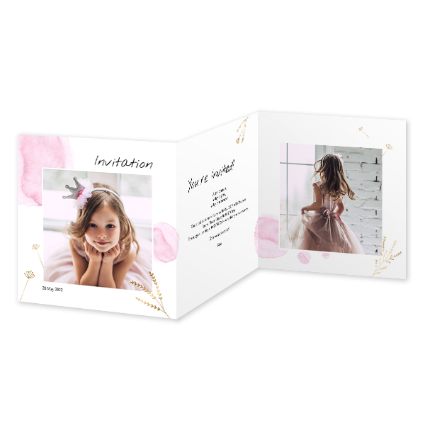 Doppelt gefaltete Grusskarte quadratisch 14,3 x 14,3 cm Doppelt gefaltete Grusskarte quadratisch 14,3 x 14,3 cm